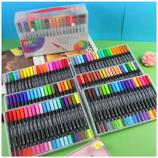 120 darabos kétvégű színes filctoll készlet – Művészi rajzoláshoz és színezéshez 57802538