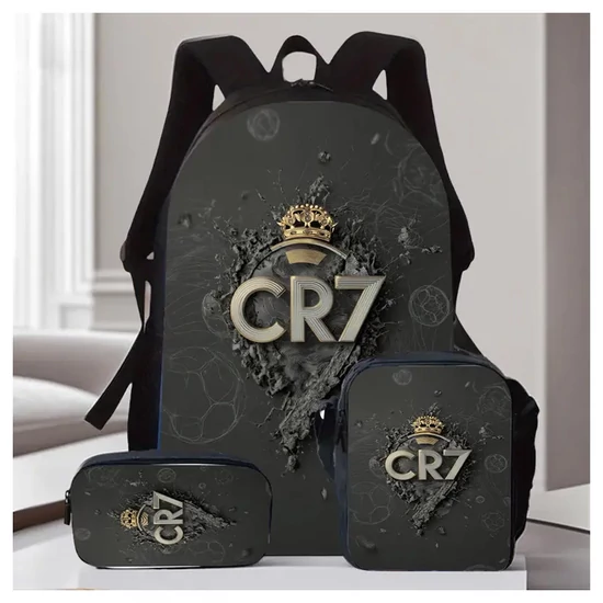 3 részes CR7 hátizsák készlet – Fekete-arany dizájnnal AX4058046