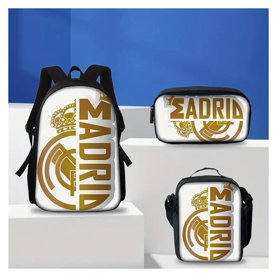 3 részes Real Madrid futballklub nyomtatott hátizsák szett – PX4913363
