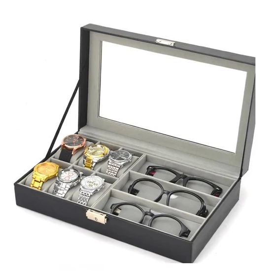 Elegáns óra- és szemüvegtartó doboz – 9 fakkos holm0293