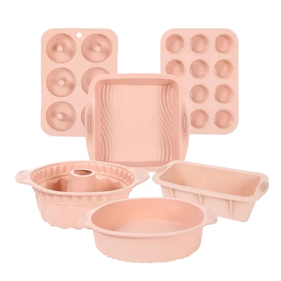 6 darabos szilikon sütőforma készlet – Rózsaszín CG08919-2