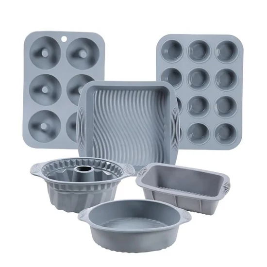 6 darabos szilikon sütőforma készlet – Szürke CG08919-3