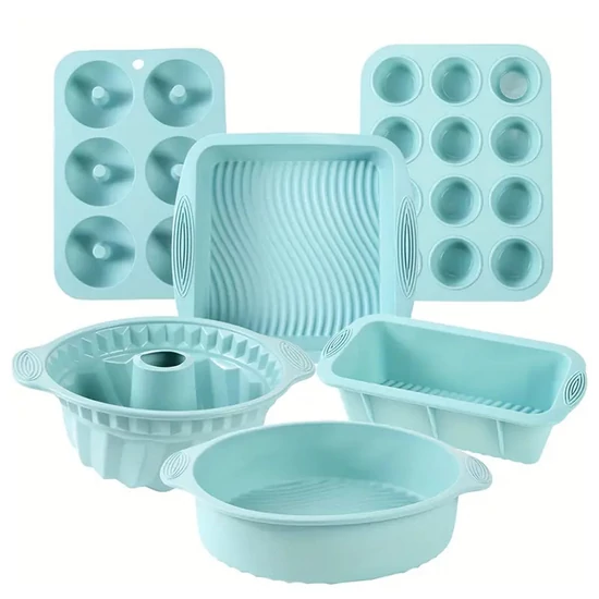 6 darabos szilikon sütőforma készlet – Kék CG08919