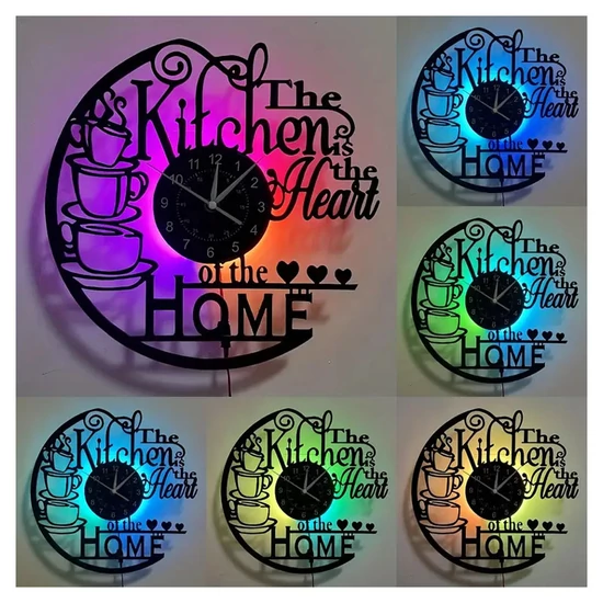 Vintage konyhai falióra színátmenetes LED világítással DR85535-3