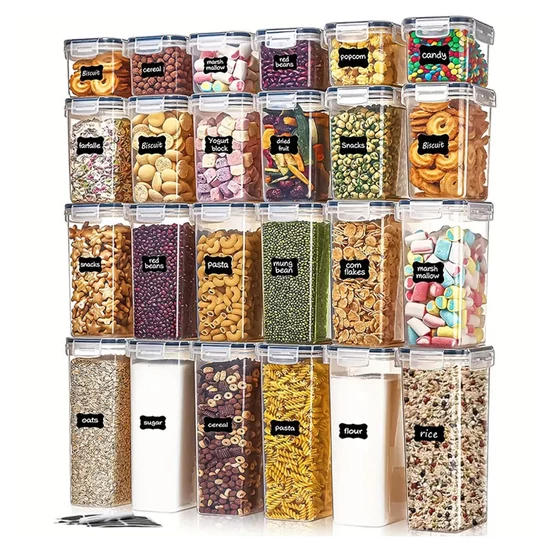 24 darabos mű anyag élelmiszertároló edénykészlet fedővel LL32571