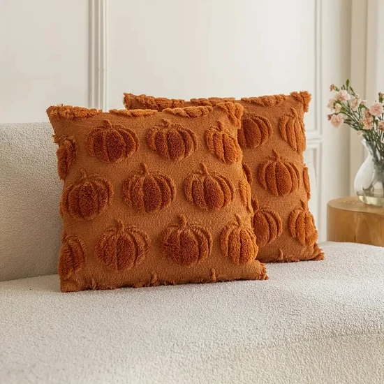 Őszi tök mintás díszpárna huzat 2 db 45x45 narancssárga PN3067799-45n