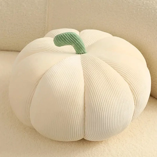 3D sütőtök formájú díszpárna – fehér 20 cm XC2838529-f