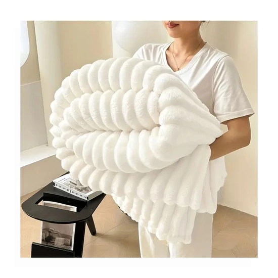 Plüss ágytakaró, fehér – KQ4353389-150F, 150 x 200 cm