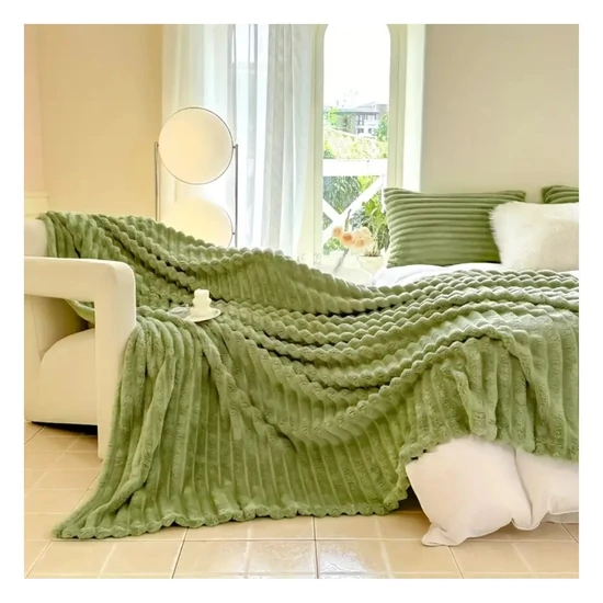 Plüss ágytakaró, zöld– KQ4353389-150Z, 150 x 200 cm