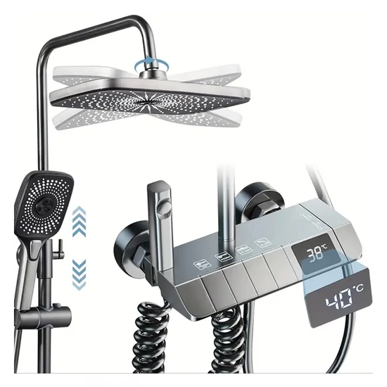Prémium Zuhanykészlet termosztatikus csappal és LED digitális kijelzővel – CG2703432