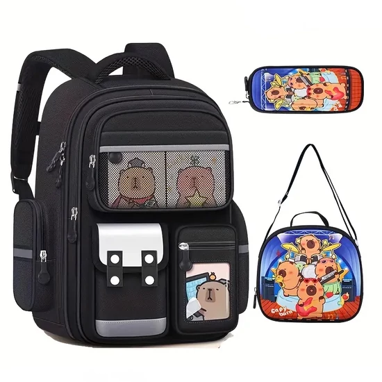 3 részes Capibara mintás táskaszett –  FEKETE LW4087704-F