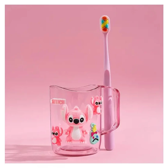 Disney Stitch & Angel műanyag fogkefe és pohár szett – PINK MM1969792