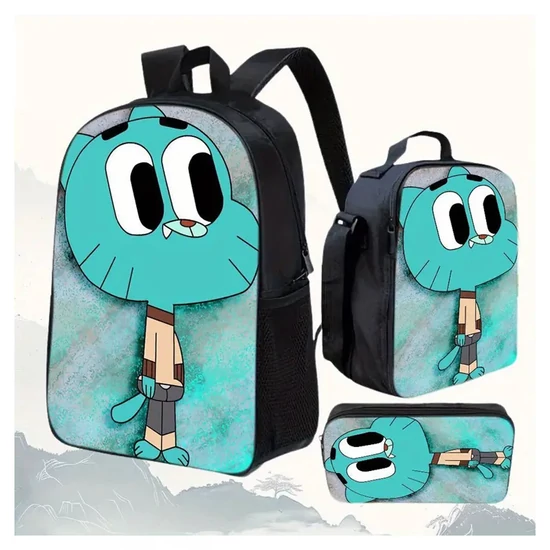 3 részes Gumball rajzfilm mintás hátizsák szett – WH2396404