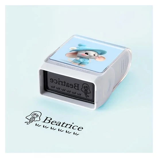 1 db aranyos elefánt mintás, személyre szabható névpecsét WX43942
