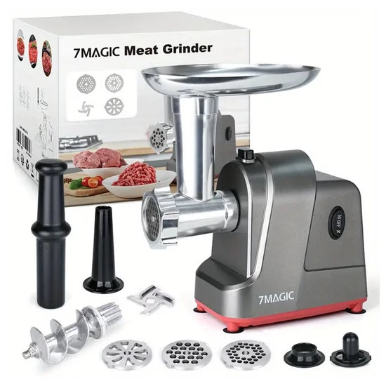 Elektromos húsdaráló – 3 vágólappal, kolbász- és süteménykészítő tartozékokkal QE718209