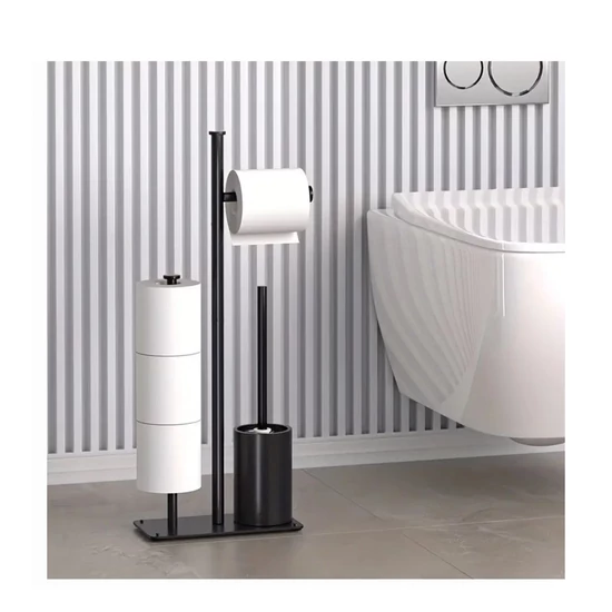 Fürdőszobai szabadon álló WC-papír tartó WC-kefével – YW410105-1
