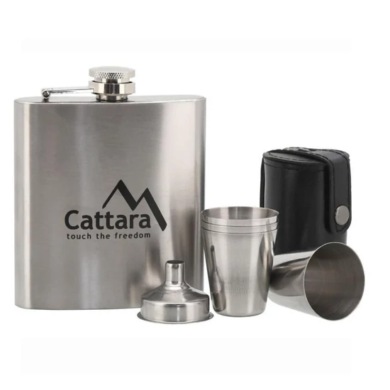 Rozsdamentes acél flaska poharakkal és tölcsérrel – 175 ml 13625