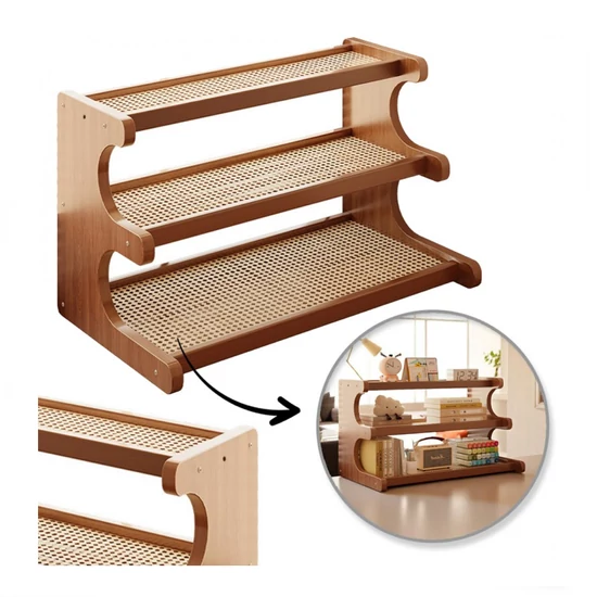 Multifunkciós 3 szintes bambusz polc, asztali polc 19×50×31 cm SZ49