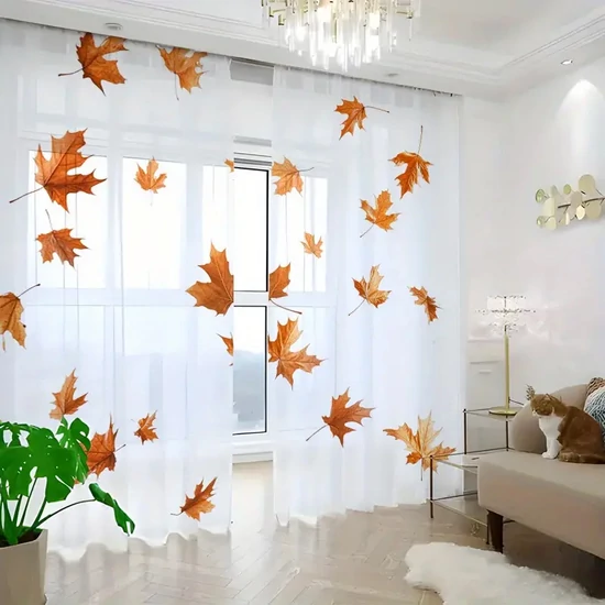 Őszi levelekkel díszített fényáteresztő függöny 100x200 FN3625090-12
