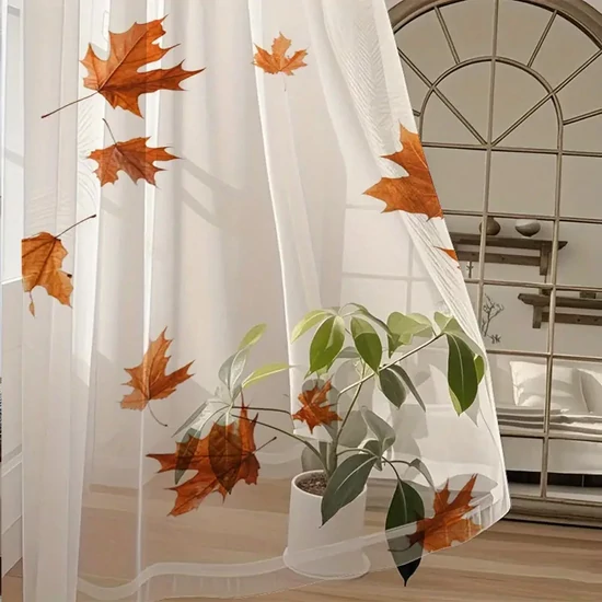 Őszi levelekkel díszített fényáteresztő függöny 132x241 FN3625090-134