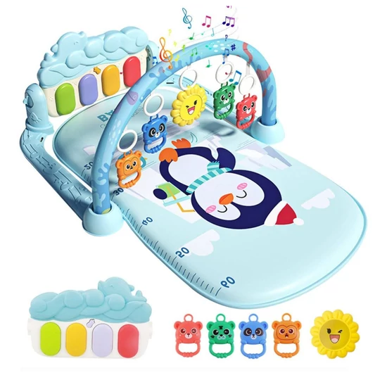Interaktív baba játszószőnyeg pingvin mintával – holm8486