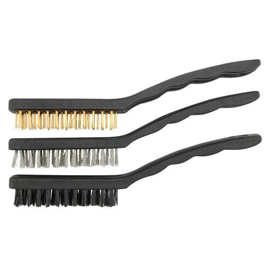 Drótkefe készlet 3 db – réz, acél, nylon, 23 cm TO-06964