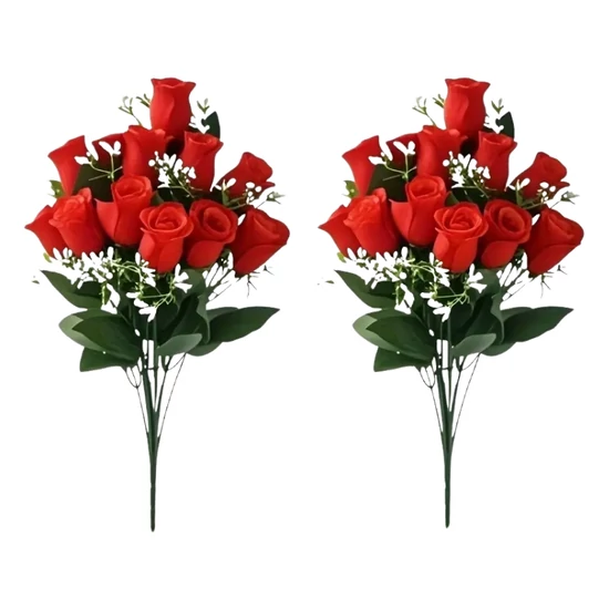 2 db Valósághű Piros Rózsa Csokor EP3332620