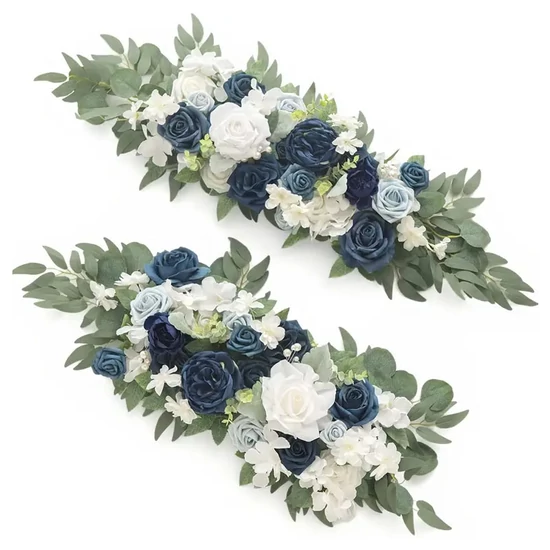 2 db Műrózsa Virágkompozíció - Kék-Fehér JA471733-2