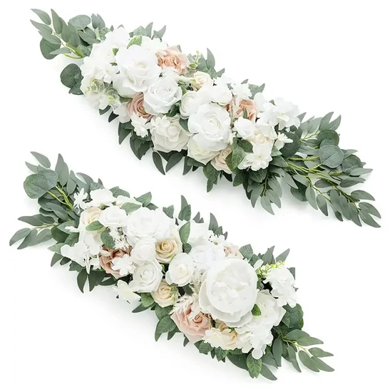 2 db Műrózsa Virágkompozíció - Fehér-Rózsaszín JA471733-3