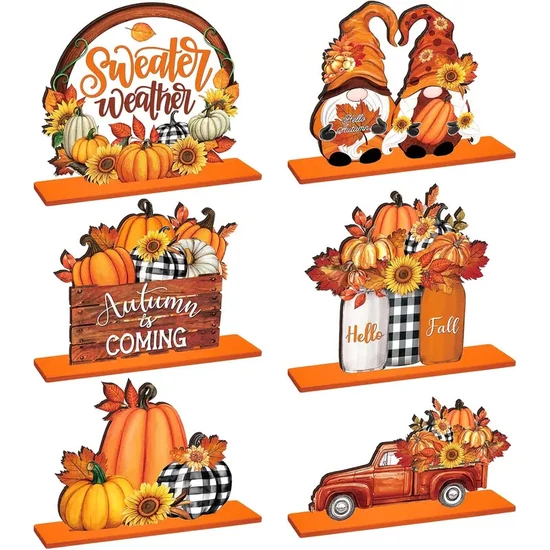 6 darabos őszi asztaldísz készlet – fa dekoráció FG3858733