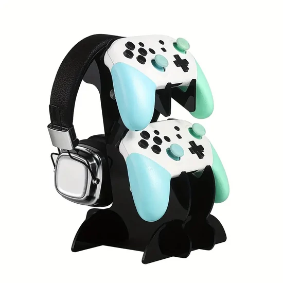 Kontroller és fejhallgató tartó állvány – 23 × 15 cm fekete CV2898990-2f