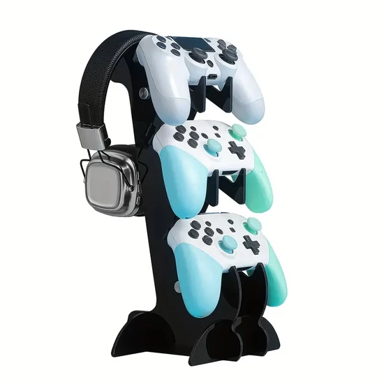 Kontroller és fejhallgató tartó állvány – 32,5 × 15 cm fekete CV2898990-3f