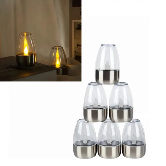 Kültéri Napelemes LED Gyertya Szett, 6 db – Meleg Fehér LG2391520