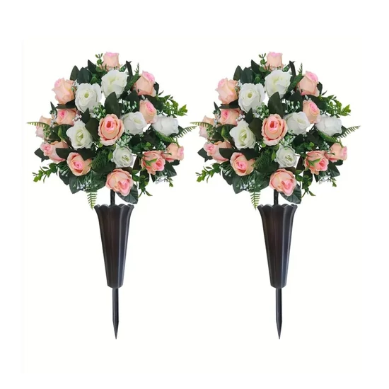 2 db 18 fejű mű rózsa csokor vázával – RC400719