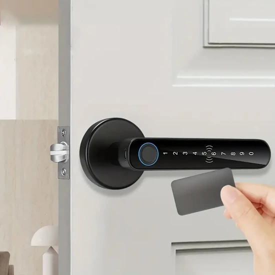 Okos ajtókilincs – ujjlenyomat, kód, IC kártya és mobiltelefon vezérléssel GL2873876