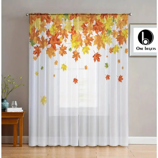 Őszi faleveles fényáteresztő függöny szett (2 db) – 132 × 213 cm AR282508-132