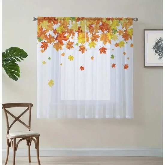 Őszi faleveles fényáteresztő függöny szett (2 db) – 132 × 160 cm AR282508-16