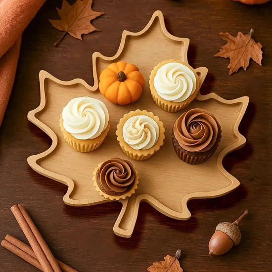 Fa tálca juharlevél formában – 27 × 28 cm DX5139249