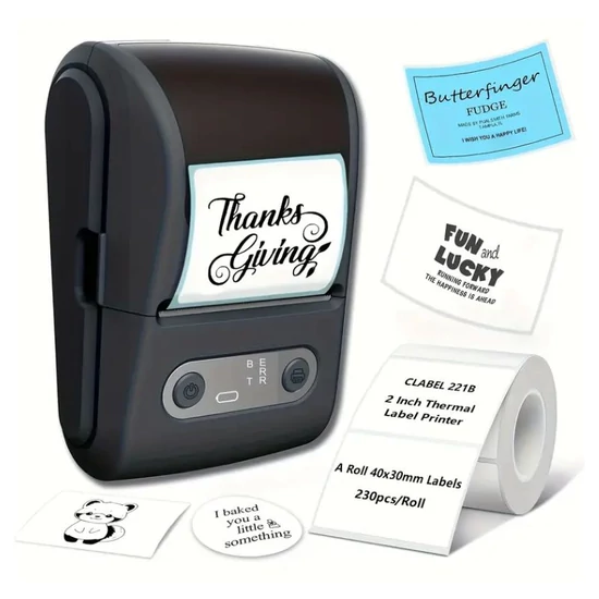 Kis címkenyomtató – kézi matricakészítő - fekete ED4533672-f