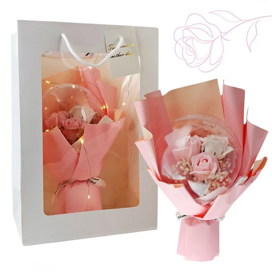 Szappanvirág Csokor LED Világítással – Ajándékdobozban BUK14R