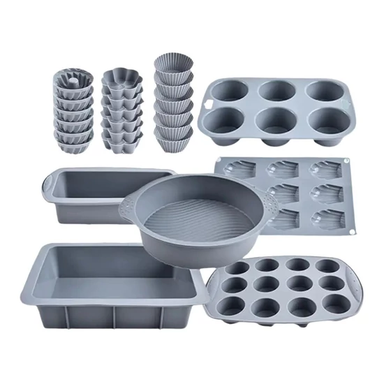 24 darabos Szilikon Sütőforma Készlet (Szürke) FR410278-2