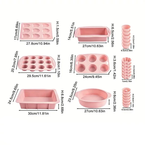 24 darabos Szilikon Sütőforma Készlet (Rózsaszín) FR410278
