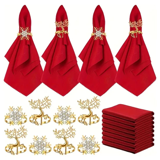 16 db karácsonyi szalvéta és szalvétagyűrű készlet MN4284904