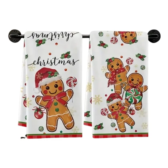 2 db karácsonyi mézeskalács mintás konyharuha YW332886