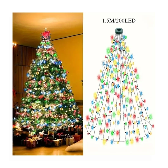 Karácsonyi LED háló fényfüzér – 1,5 m, 200 LED, színes – CL380681-4