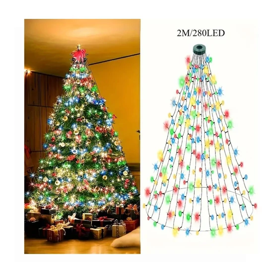 Karácsonyi LED háló fényfüzér – 2 m, 280 LED színes – CL380681-5