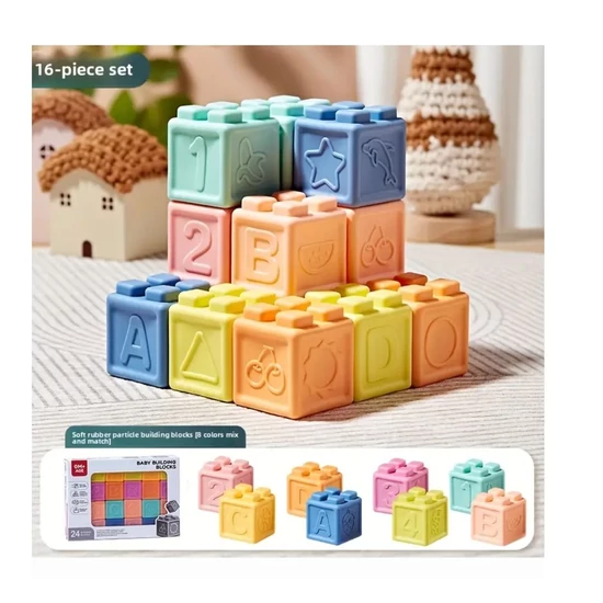 Puha gumi építőkocka szett – 16 darabos – KR1767389