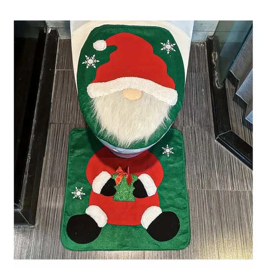 Karácsonyi WC szőnyeg szett – Mikulás mintával, 2 részes, zöld – NK280024-2