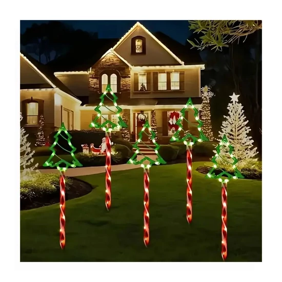 Napelemes karácsonyi kerti dekoráció – fenyőfa formájú fények, 5 db – NX1758266