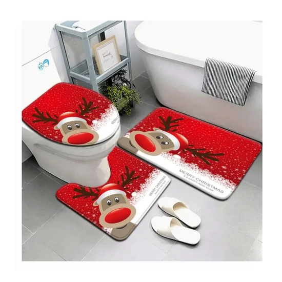 Karácsonyi fürdőszoba szett – 3 részes, rénszarvas mintával – RA4409051